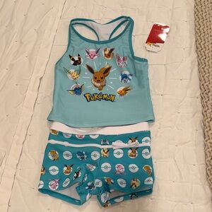 Pokémon Girls Tankini Swim Set with Eevee & Eeveelutions - Aqua